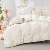 HYMOKEGE Ivory Duvet Cover Queen Size, Ultra Soft 3-Piece Seersucker Duvet Cover Set with Zipper Closure, Soft Brushed Microfiber Bedding Set with 8 Corner Ties (90"x90", 2 Pillowshams) - Thumbnail 1