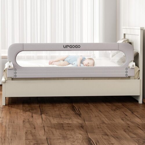 Folding Bed Rail for Toddlers,Baby Bed Rail Guard with Reinforced Anchor Safety System,Fit Bunk,Full Size,Queen,King,Twin(Grey,71"x23.6") - Lot 7119