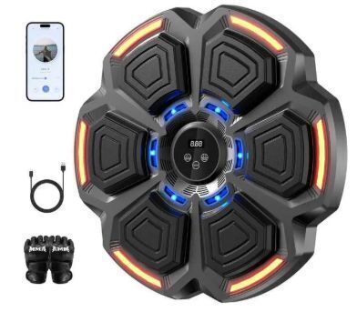 Music Boxing Machine for Adults,Bluetooth Smart Boxing Traineing Machine,Wall Target Punching Workout for Kids,Reflex Training Suitable for Home,Office,Gym,Fun Fitness Equipments - Lot 7121