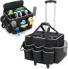 HODRANT Large Cleaning Caddy with Detachable Trolley & Shoulder Strap, Cleaning Supplies Bag with Handles & Support Plates, Cleaning Product Rolling Organizer for Car Wash and Housekeeping - Thumbnail 1