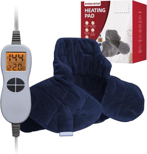 19''x24'' Weighted Neck & Shoulder Heating Pad, 2.5lbs with 12 Temperature Settings& 4 Auto-Off Timers, Pain Relief for Neck/Shoulder/Back, Christmas Gifts for Women Men Mom Dad - Lot 7129