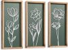 3D Floral Green Wall Art (Set of 3) Lightweight, Wooden Ready-to-Hang Boho Framed Wall Art for Bathroom, Master Bedroom, Living Room or Office - Thumbnail 1
