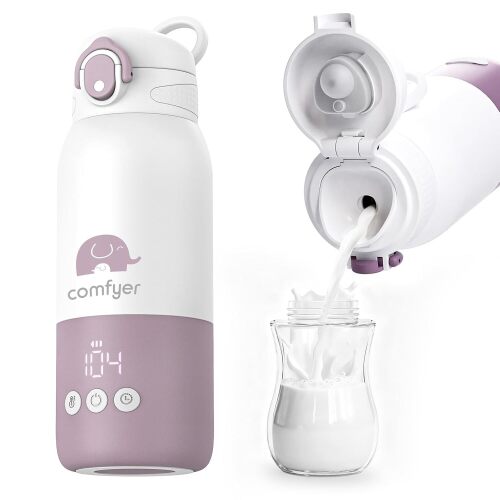 Portable Baby Bottle Warmer for Travel, Portable Milk Warmer with Fast Heating & Long Battery Life, Instant Breast Milk, Formula/Water Bottle with 12 Ounces Big Capacity, Baby Flask for Vehicle - Lot 7147