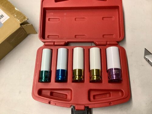 1/2" Dr. Anti-Slip Wheel Protector Impact Socket Set, 5-Piece - Lot 7150