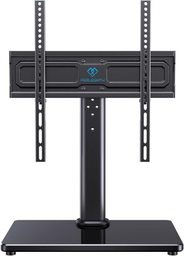 Universal Swivel TV Stand for 24-60 inch TVs up to 99 lbs, 12 Height Adjustable Table Top TV Stand, TV Base Stand with Tempered Glass Base, Max VESA 400x400mm - Lot 7156