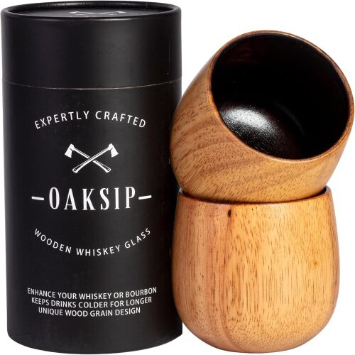 The Original Charred Wooden Bourbon Drinking Glass Bourbon Gifts for Men | Whiskey Glasses For Dad | Great Whiskey Gifts for Men Who Have Everything | Perfect Presents For Boyfriend or Dad (2 Pack) - Lot 7159