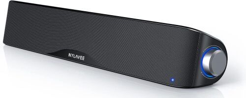 Computer Speakers, Hi-Fi Stereo Computer Sound Bar with Bluetooth & 3.5mm Aux, USB/USB-C Powered for Desktop PC, Laptop & Monitor, Built-in Mic and Headphone Jack - Lot 7162