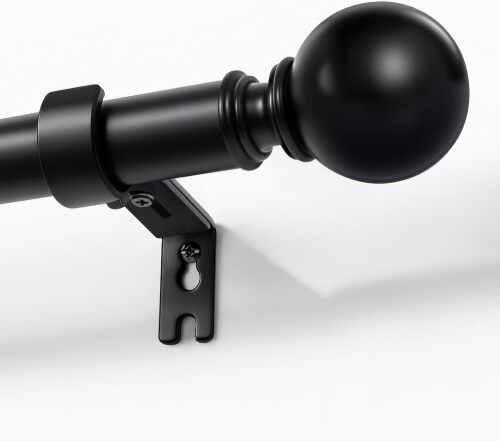 Joydeco Black Curtain Rods for Windows 32 to 120 inches, 1 inch Diameter Heavy Duty Adjustable Curtain Rods for Bedroom, Sliding Glass Doors, Outdoor, Patio - Lot 7177