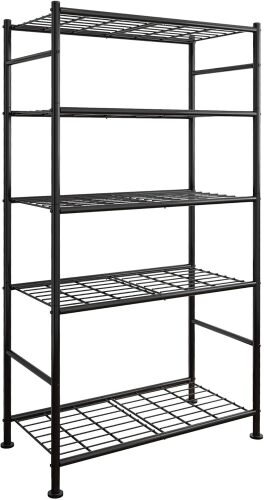 Storage Shelves - 5 Tier Shelf Organizer, Heavy Duty Garage Shelving Unit with Leveling Feet, Stable Metal Shelves Organizer for Pantry, Kitchen and Closet - Lot 7186