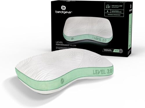 Bedgear Level Cuddle Performance Pillow - Firm Bed Pillow for Side Sleepers - Moisture Wicking Removable Cover - Size 2.0 - Lot 7190