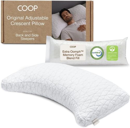 Home Goods Original Crescent Adjustable Pillow, Queen Bed Pillows for Shoulder, Neck & Head Support, Crescent Foam Pillows - Medium Firm for Back & Side Sleeper, CertiPUR-US/GREENGUARD Gold - Lot 7194