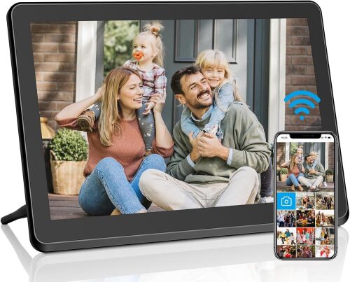 WiFi Digital Picture Frame 10.1" Smart Digital Photo Frames with IPS Touch Screen Electronic Photo Frame Easy Setup and Share Photos Video via App, Auto-Rotate, Wall Mountable for Home Decor - Lot 10068