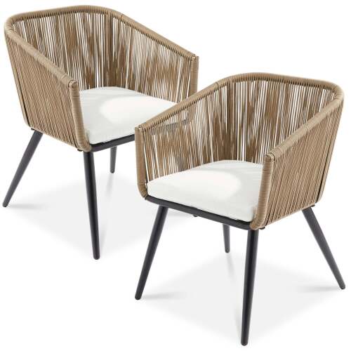 Set of 2 Outdoor Woven Wicker Patio Dining Chairs, 250lb Capacity - Lot 7441