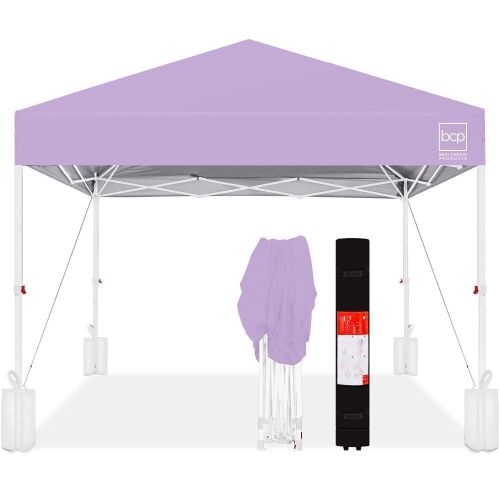 One-Person Setup Instant Pop Up Canopy w/ Case, 4 Weight Bags - 10x10ft - Lot 422