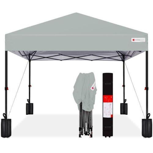 One-Person Setup Instant Pop Up Canopy w/ Case, 4 Weight Bags - 10x10ft - Lot 429