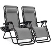Set of 2 Adjustable Zero Gravity Patio Chair Recliners w/ Cup Holders - Thumbnail 1