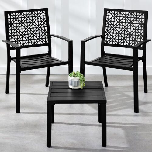 3-Piece Stackable Steel Outdoor Conversation Bistro Set - Lot 450