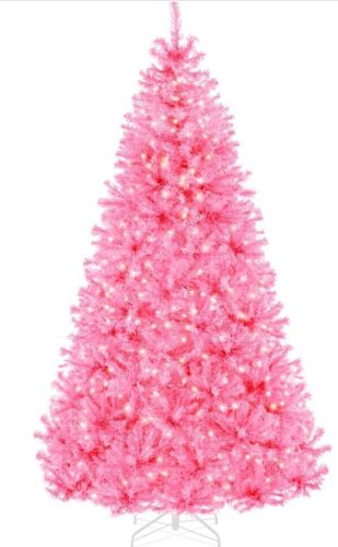 4.5' Pre-Lit Artificial Pink Christmas Tree w/ Incandescent Lights, Metal Stand - Lot 523