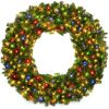 36" Pre-Lit Artificial Fir Christmas Wreath w/ Multicolor LED Lights, PVC Tips - Thumbnail 1