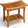 GreenTeak Premium 22" Shower Bench Seat with Handles - Thumbnail 1