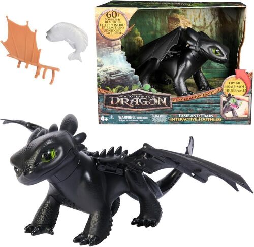 DreamWorks Dragons How to Train Your Dragon, Tame & Train Interactive Toothless with 60 Sounds & Reactions - Lot 606