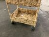 3-Tier Water Hyacinth Rolling Utility Cart w/ Weaved Baskets Natural - Thumbnail 2