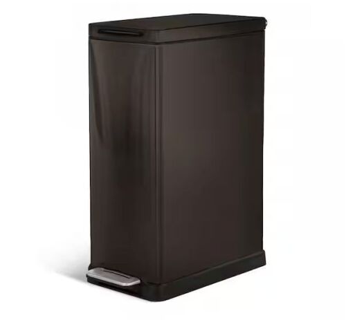 Home Zone Living 11.9 Gal. Stainless Steel Step-On Kitchen Metal Trash Can with Soft Close Lid - Small Dent - Lot 619JF