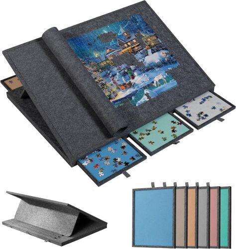 Becko US 1500 Pieces Tilting Jigsaw Puzzle Board for Adjustable Angle up to 30°, with 6 Felt Sorting Trays - Lot 645