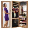 Door/Wall Mount Mirror Jewelry Cabinet Armoire w/ Inside Mirror, LED Lights - Thumbnail 1