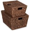 Set of 2 XL Woven Water Hyacinth Storage Baskets - Thumbnail 1