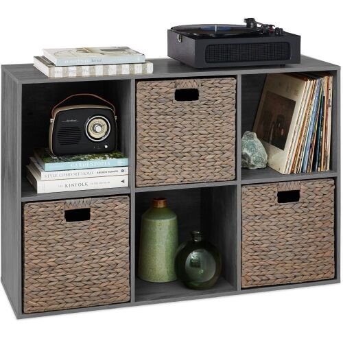 6-Cube Bookshelf, 13.5in Storage Display w/ Removable Panels, Customizable - Lot 708