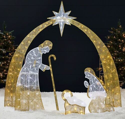 Lighted 2D Christmas Nativity Scene Outdoor Decor w/ Twinkling LED Lights - Lot 716