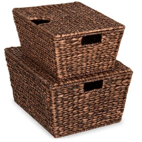 Set of 2 XL Woven Water Hyacinth Storage Baskets - Lot 739