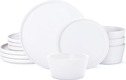 12-Piece Stoneware Plates and Bowls Set for 4 - Lot 742