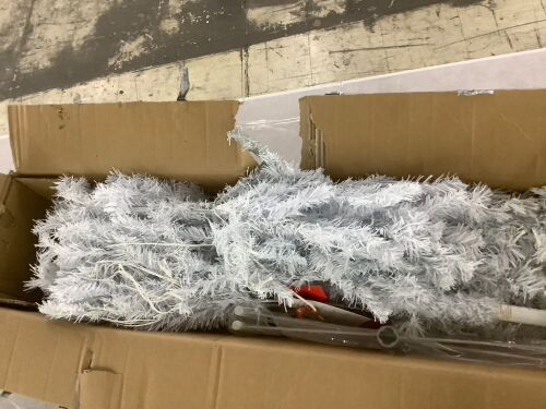 6' Pre-Lit Hinged Artificial White Pine Christmas Tree w/ Lights, Metal Stand - Lot 754