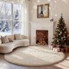 Ophanie 5' Ivory Round Plush Rug - Thumbnail 1