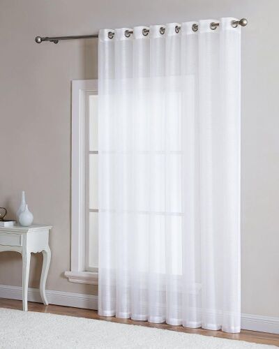 Lot of (2) LinenZone White Extra Wide Sheer Patio Door Curtain 102" x 84" - Lot 783