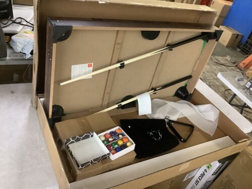 Tabletop Billiard Set, Pool Arcade Game Table w/ 2 Cues, Storage Bag - 40in - Lot 797