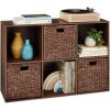 6-Cube Bookshelf, 13.5in Storage Display w/ Removable Panels, Customizable - Thumbnail 1