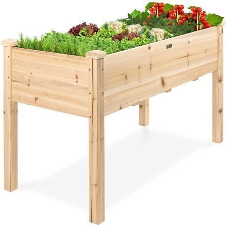 Raised Garden Bed, Elevated Wooden Planter Box w/ Foot Caps - 48x24x30in - Lot 810