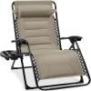 Oversized Padded Zero Gravity Chair, Folding Recliner w/ Headrest, Side Tray - Thumbnail 1