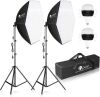 HPUSN Softbox Photography Lighting Kit 30"x30" 5400K Bulbs - Thumbnail 1