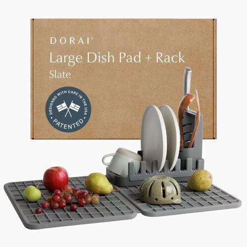 Dorai Home Collapsible Dish Drying Rack and Stone Dish Pad, 24.6" x 16.5" - Lot 289