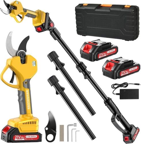 Electric Pruning Shears Cordless 2.6 Inches & Electric Pole Pruner 2-IN-1 with 8ft Pole Reach To 14ft - Lot 171