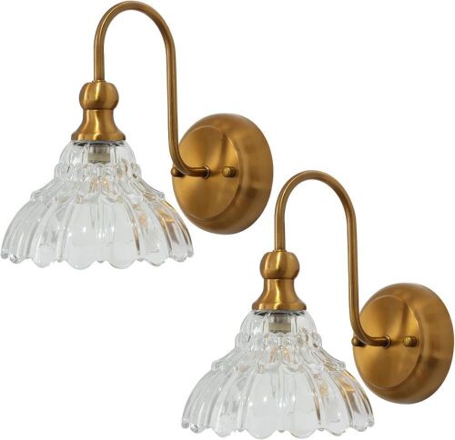 Brass Wall Sconce with Glass Shade, 2 Pack - Lot 570