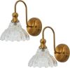 Brass Wall Sconce with Glass Shade, 2 Pack - Thumbnail 1