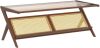 Bamworld Mid-Century Modern Coffee Table with Glass Top Rattan Center - Thumbnail 1