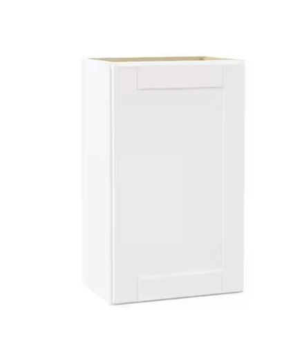 Hampton Bay Shaker 18 in. W x 12 in. D x 30 in. H Assembled Wall Cabinet in Satin White - Lot 833JF