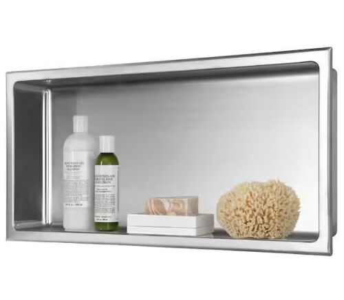 AKDY 24 in. W x 12 in. H x 4 in. D 18-Gauge Bathroom Shower Wall Niche in Brushed Stainless Steel - Lot 848JF