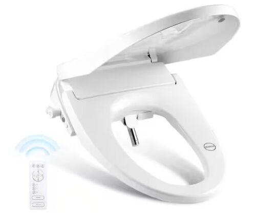 VEVOR Elongated Electric Bidet Toilet Seat with Adjustable Nozzle and Water Pressure in White - Lot 70JF